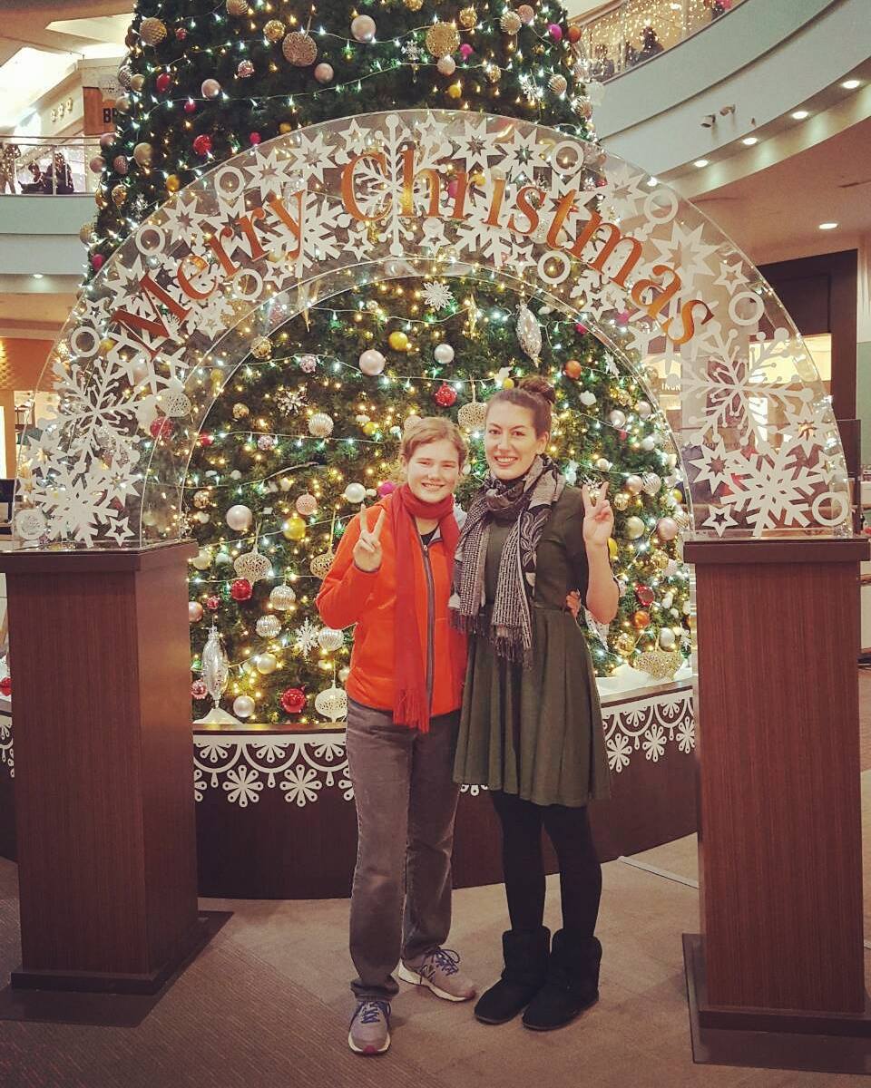 Sweet Kelly and I Christmas shopping in our local mall- it was quite grand!